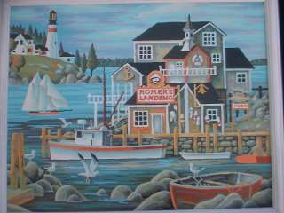 Vintage Wood Framed Paint by Number Nautical Scene,PBN  