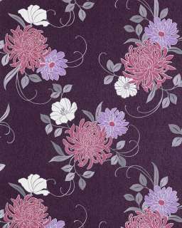   geprägte blumen tapete violett flieder hell lila grau weiß  70 cm