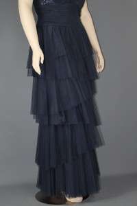 NEW TADASHI SHOJI PLUS SIZE TIERED TULLE SEQUIN MESH FORMAL GOWN DRESS 