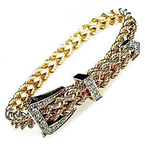 Fine Estate Jewelry Belt Buckle Diamond Bracelet Solid 14K Gold