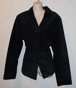 Brandon Thomas Womens Size XL black Leather Suede Jacket Coat  