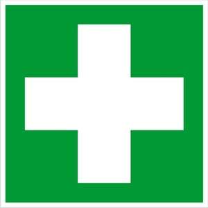 Aufkleber Grünes Kreuz Medizin für Erstehilfeschrank 10x10 cm 2 