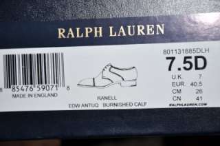 Ralph Lauren PURPLE LABEL Edward Green Captoe Shoes 7.5 D  