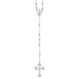 New 18 Sterling Silver Religious Mary Rosary Necklace  