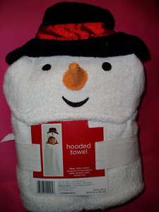 Christmas Holiday Kids Childrens fun Snowman Hooded Towel Bath Wrap 