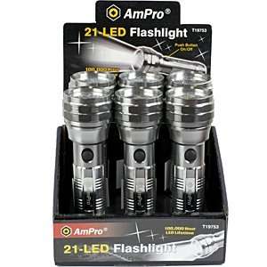  AmPro 21 LED Flashlight   6 Pack In Counter Display Box 