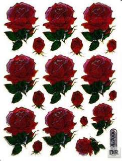 X153 Blumen Rosen Sticker Aufkleber Bogen 13,5 x10 cm  