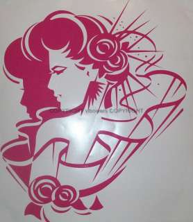VINYL WALL ART LADY WITH FLOWERS ART DECO SILHOUETTE GRAPHIC STICKER 