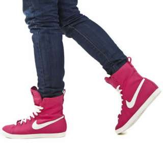 NIKE RACQUETTE MID WOMENS PINK FABRIC HI TOPS TRAINERS  