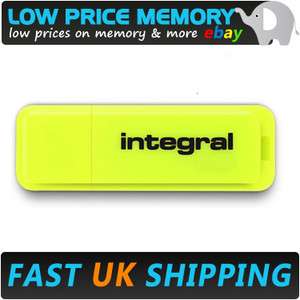 INTEGRAL 16GB YELLOW NEON USB MEMORY STICK FLASH PEN DRIVE BRIGHT 