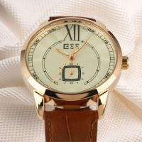   New Automatic Wrist Brown Analog Leather Mechanical Mens Auto 