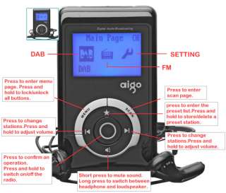 Aigo Dafm001A Protable Personal Digital Radio with FM AND Musical DAB 