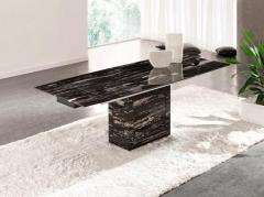 FU NICHA BLACK MARBLE EXTENDING DINING TABLE + AND 6 Z CHAIR SET 