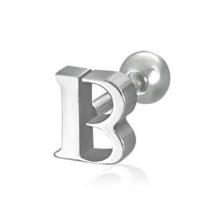   Steel Jewellery Shop   Alphabet Initial B Barbell Ear Plugs (pair