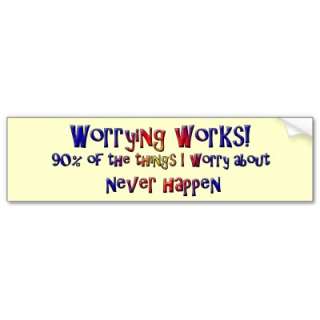 Worrying Works Funny Slogan Design Bumper Stickers from Zazzle