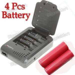   18650 Battery Charger Plus 4 PCS Original Sanyo 18650 3000mAh Battery