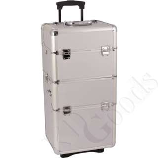 Aluminum Makeup Artist 2 in 1 Cosmetic Dot Textured Large Rolling Case 