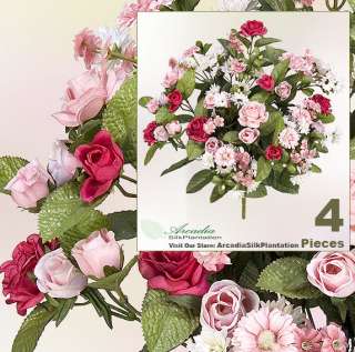 You are bidding on Four 17 Artificial Rose Daisy Silk Flower Bushes