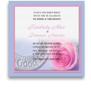  240 Square Wedding Invitations   Lucky Rose Blue Office 