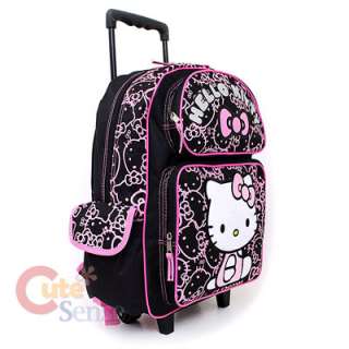   Roller Shcool Bag Black Pink Glittering Face Rolling Backpack 3