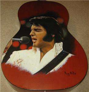 ELVIS PRESLEY Oil Portrait on Guitar by ROY BILLS Michigan Artist ROCK 