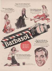 1940 AD Barbasol shaving cream pin up girls  