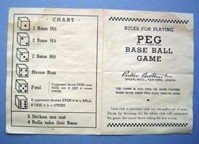 Vintage Peg Baseball Game by Parker Brothers 1930s  