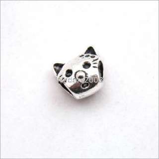 B412/ 18Pcs Tibetan silver cat Head bead charms  