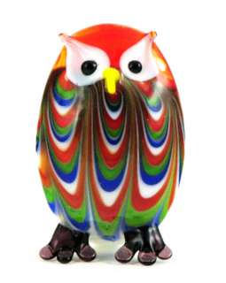 Murano Red Art Glass Owl Bird Figurine  