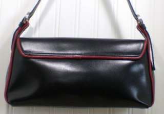 Black Arcadia Ladies Leather Handbag Purse Red Trim Quality Style Made 