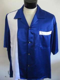 50s Electric Blue 8 Ball Hipster Bowling Shirt 5X 5XL  