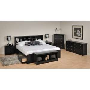   Black King Platform Storage Bedroom Furniture Set