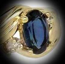 NATURAL 0.70 carats BLUE SAPPHIRE & DIAMONDS RING 10k GOLD  