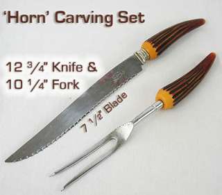 Vintage Sheffield England HORN Carving Set~Knife~Fork  