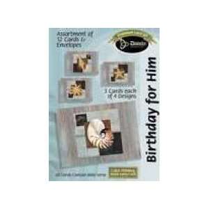  Boxed Gift Cards Birthday Masculine Shells (12 Pack 