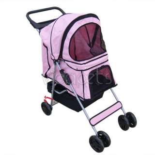 Pink 4 Wheels Pet Dog Cat Stroller HEAVY DUTY  