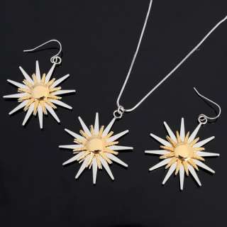 GOLD SILVER SUN EARRINGS NECKLACE PENDANT CHAIN SETS  