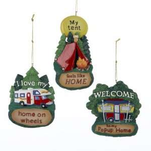 Club Pack of 12 I Love Camping Tent & RV Plaque Christmas Ornaments 
