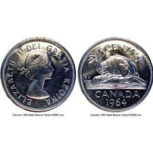  Almost Uncirculated 1964 Canadian Beaver Nickel 