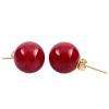 8mm Italian Red Coral Ball Stud Earrings 14K Gold  