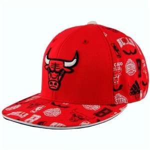  adidas Chicago Bulls Red Multiplicity Flat Visor Flex Hat 