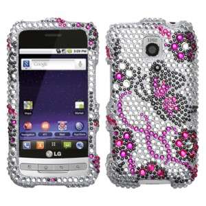   Butterfly Crystal Bling Hard Case Cover for Cricket LG Optimus C