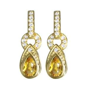   Silver/Vermeil Citrine and White Topaz Dangle Earrings Jewelry
