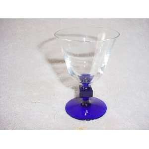  Cobalt Blue & Clear Glass with Square on Stem Everything 