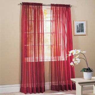   Piece Solid Burgundy Sheer Window Curtains/drape/panel 52w X 84l