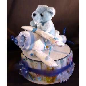   Airplane Baby Shower Gift Diaper Cake Centerpiece 