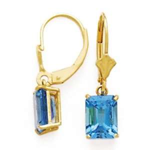   Emerald Cut Blue Topaz Leverback Earring Augustina Jewelry Jewelry