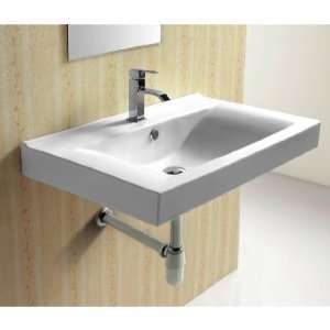 Caracalla CA4270B Rectangular White Ceramic Wall Mounted bathroom Sink 