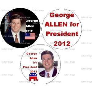  Set of 3 GEORGE ALLEN for President 2012 Pinback Buttons 1 