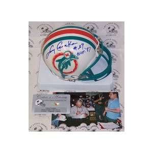 Larry Csonka Autographed Miami Dolphins Mini Football Helmet with HOF 